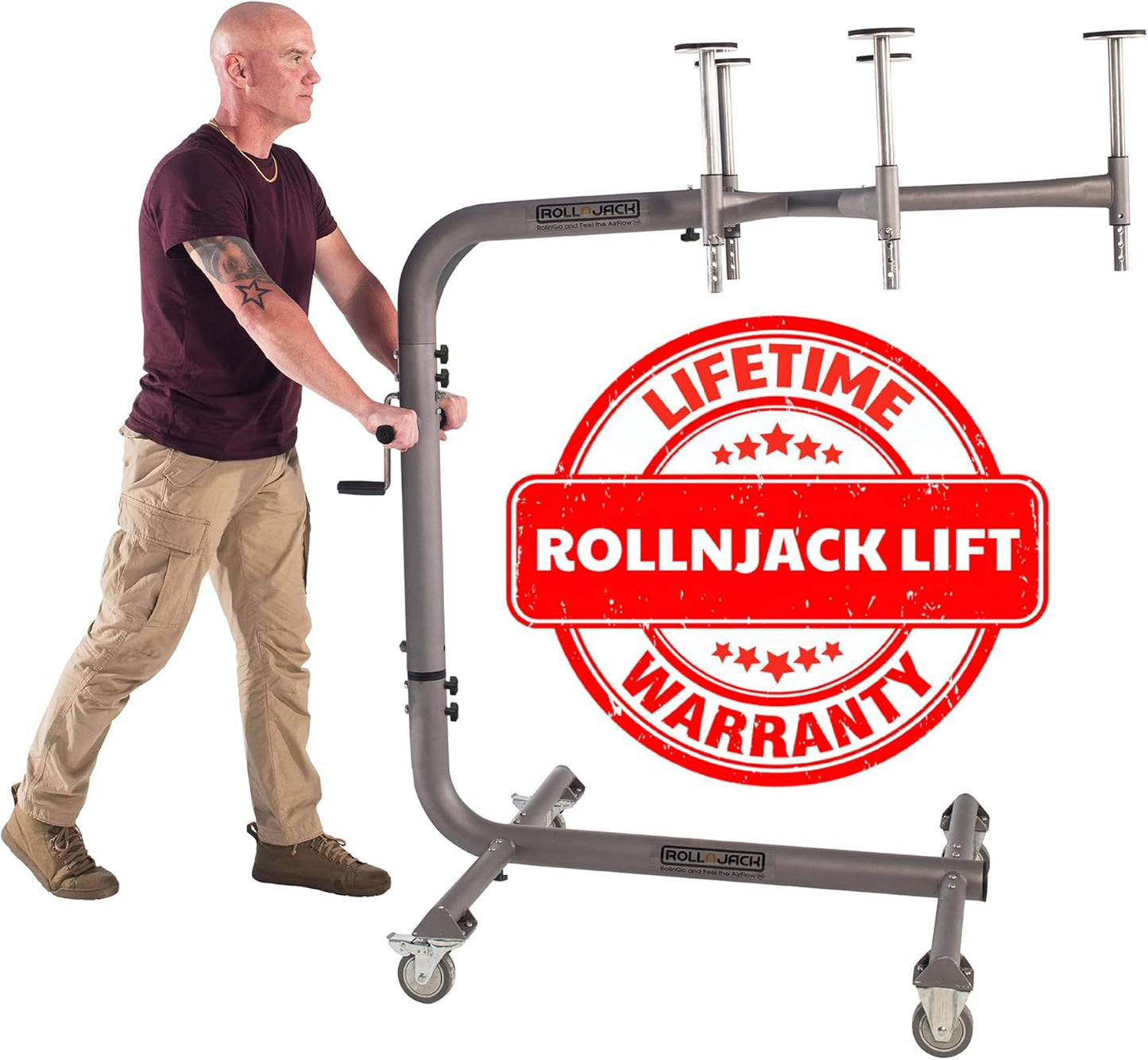 Hard Top Remover Lift for Jeep Wranglers: 2007-to-Present JK/JKU/JL/JLU + CJ, 2&4 Door + Lifted Jeeps. Quick & Easy Assembly. One Person System. Hardtop Removal/Installation in Minutes. Patented