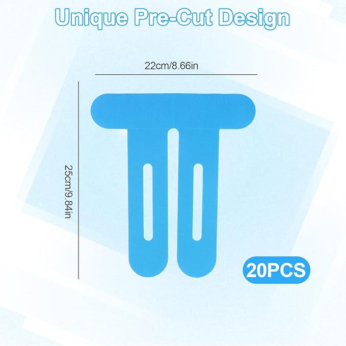 Kinesiology Tape for Knees,20 Count Kinesiology Tape Precut,Original Cotton Elastic Athletic Strips Knee Tapes for Muscle & Joint Support,Waterproof and Breathable,Sport Knee Support Patch Stickers