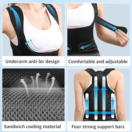 Posture Corrector for Women and Men - Adjustable Back Brace & Straightener: Ideal for Scoliosis, Hunchback Correction, Back Pain Relief, Spine Correction, Back Support, and Posture Training