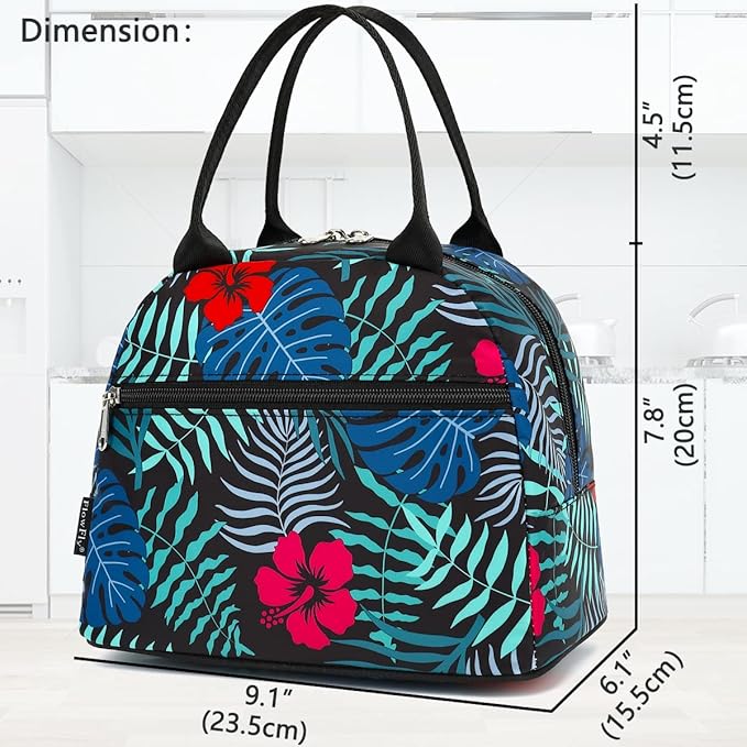 FlowFly Insulated Lunch Cooler Bag - Tote Bag Organizer for Women/Men, Leaf