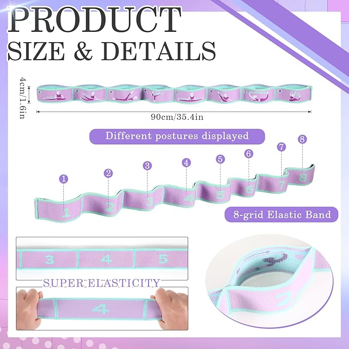 Stretch Strap for Kids Elastic Gymnastics Stretching Ballet Dance Band with 8 Loops Adjustable Exercise Training Resistance Strap for Children Stuff Pilates Latin Yoga Equipment