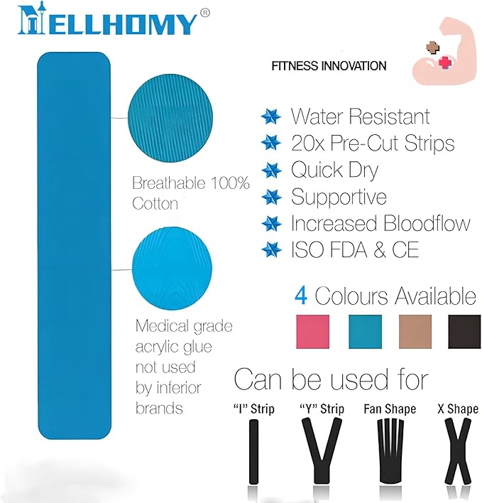 Kinesiology Tape Precut-40 Strips | Elastic Cotton Athletic Tape for Joints Support & Muscle Pain Relief-2inch x 10inch| Hypoallergenic & Waterproof K Tape for Ankle Knees Running Any Activity(Mix-4)