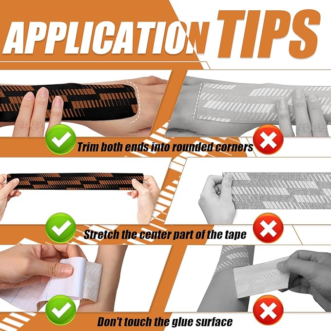 Kinesiology Tape, 2 Rolls Hypoallergenic Athletic Tape for Muscle Strain Relief & Joint Support, Waterproof & Breathable Sports Tape for Pain Relief, 2in x 16ft Uncut Roll-Stripe