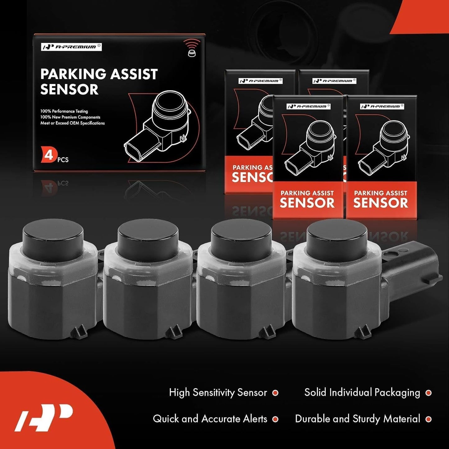 A-Premium 4-PC Reverse Backup Parking Assist Aid Sensor Compatible with Ford Models - F-150 F150, F-250/F-350/F-450/F-550 Super Duty, 2015 2016 2017 2018 2019 2020