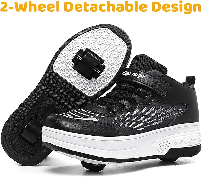 Wooowyet Roller Skate Shoes for Kids Boys Girls Rechargealbe Wheels Sneakers Fashion Roller Wheeled