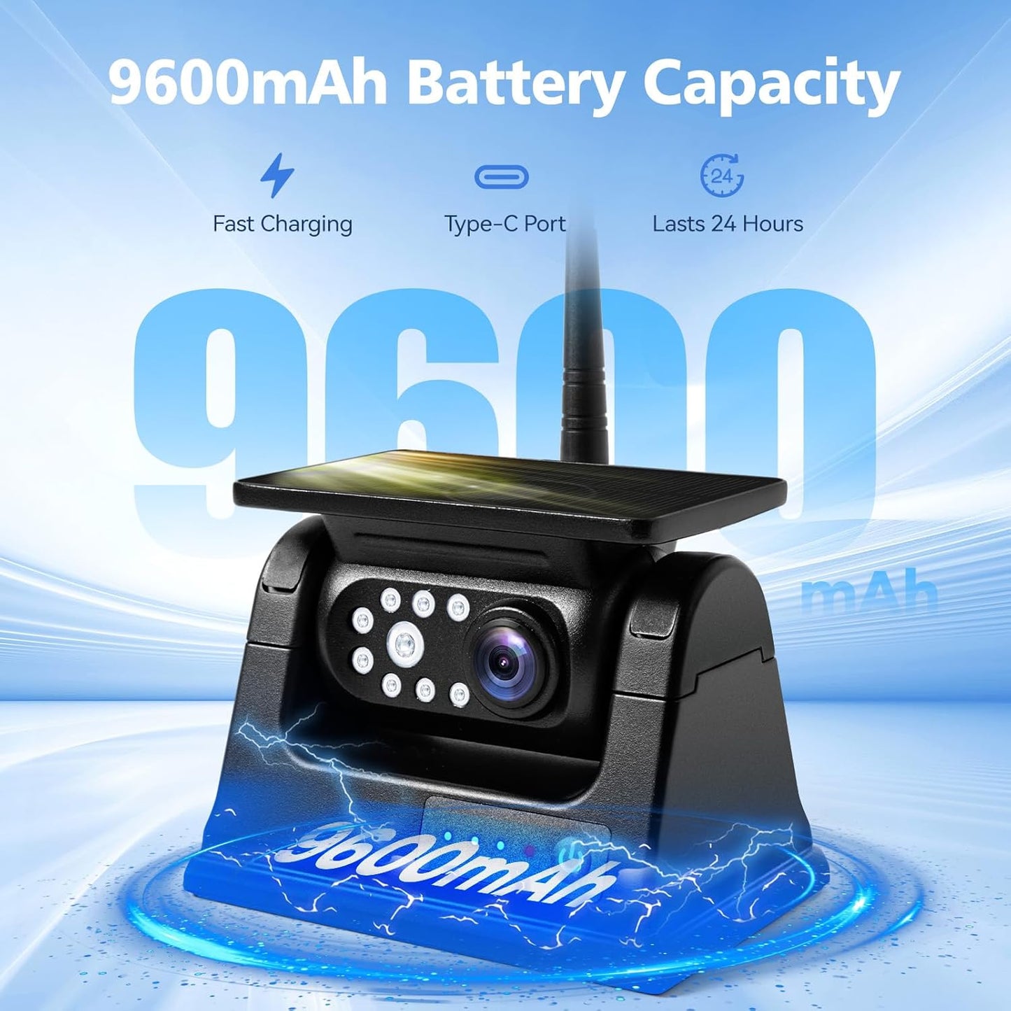 10.1" - 4 Magnetic Solar Wireless Backup Camera System, HD 1080P DVR Monitor, RV Wireless Cameras for Hitch Towing RV Camper Trailer, IR Night Vision, 4x9600mAh Rechargeable Battery, SR4