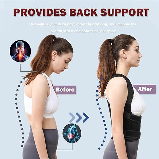 Posture Corrector for Women and Men,Adjustable Full Back Brace and Shoulder Straightener,for Back Pain Relief,Hunchback Correction,Scoliosis,Thoracic Spine,Posture Trainer（Black/Small)
