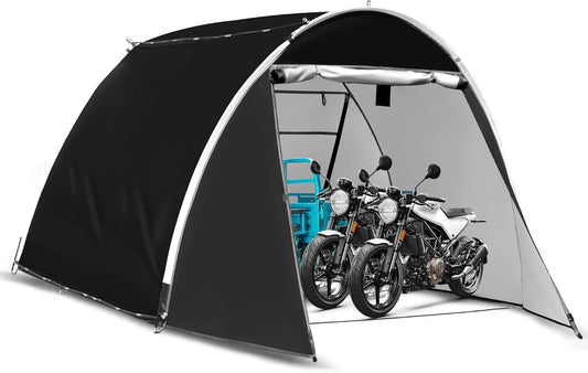11.5'*6.9'*5.4' Bike Storage Shed Tent, Outdoor Portable Bike Storage, 210D Oxford Fabric PU4000 Waterproof, 2 Rolling Doors, Store 4~8 Bikes, Motorcycles or Large Motorcycles, Without Floor