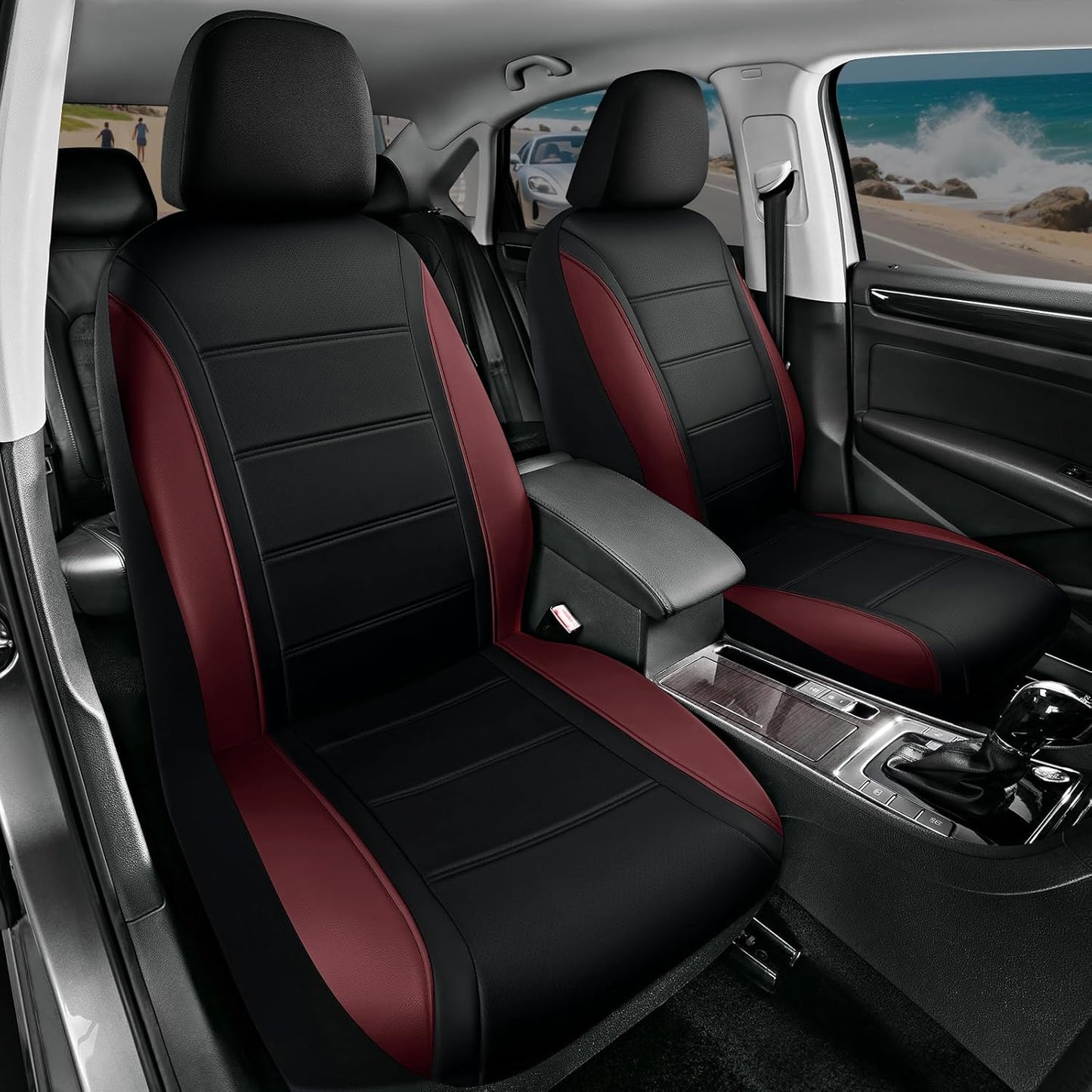 Road Comforts Leather Seat Covers, Breathable Car Seat Covers Front Seat for Men,Airbag Compatible, Automotive Seat Covers Set Universal Fit Most Cars,Vans,Truck,SUV