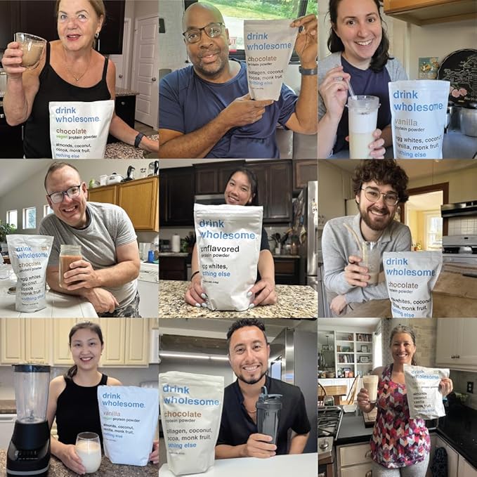 drink wholesome Chocolate Egg White Protein Powder | for Sensitive Stomachs | Gut Friendly | Additive & Dairy Free | No Artificial Sweeteners | No Bloating, Farts or Gas | No Constipation or Diarrhea