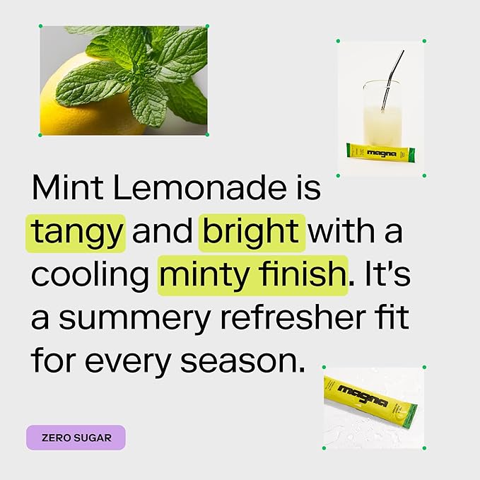 Magna Electrolyte Powder Drink Mix for Hydration, Energy & Focus Support with Magnesium L Threonate, Malate & Glycinate, Sodium, Potassium, Vitamin D, B6 & B12, Mint Lemonade Flavor, 14 Servings