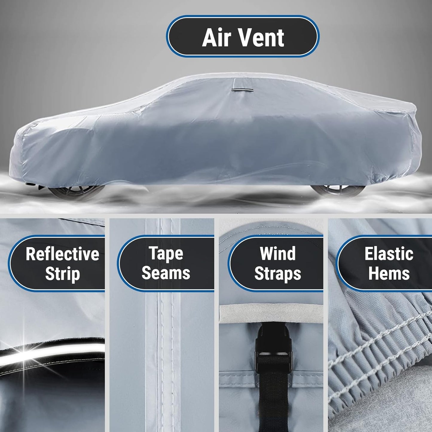 iCarCover Custom Car Cover for Chevy SSR (2003-2006) Waterproof All Weather Rain Snow UV Sun Protector Full Exterior Indoor Outdoor Car Cover (Stripe - Gray/Black)