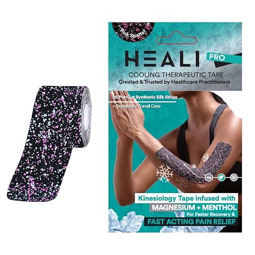 Heali Kinesiology Tape with Magnesium and Menthol, 20 Pcs Precut Strips, K Tape Roll, Knees, Physical Therapy Sports Tape for Muscle and Joint Pain Relief, Water Resistant, Pink Splatter