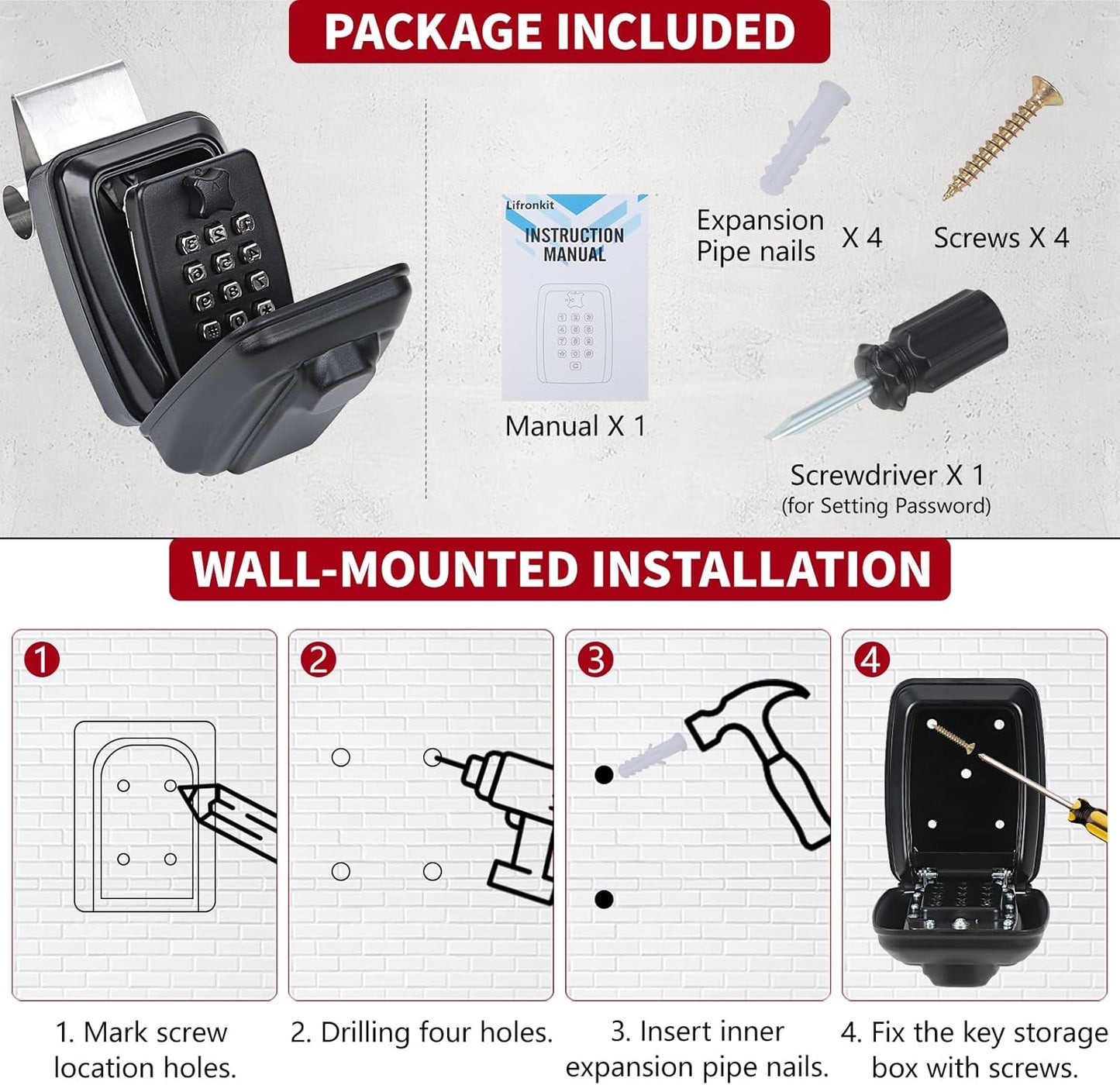 Car Window Lock Box for Turo, Black Portable Lockbox for Car Keys, Car Key Lock Box Fit for Ride Share, Turo, GetAround, with Sturdy Large Capacity, Protective Cover, Weather Protection