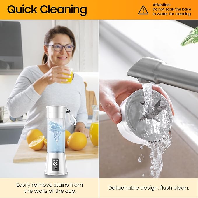 Personal Blender for Shakes and Smoothies - 2025 New Upgrade Cordless Portable Blender USB-C Rechargeable, 380Ml BAP Free Juice Cup, 6 Blades Freshly Squeezed for Picnic/Sprots, 20000Rpm/Min Speed