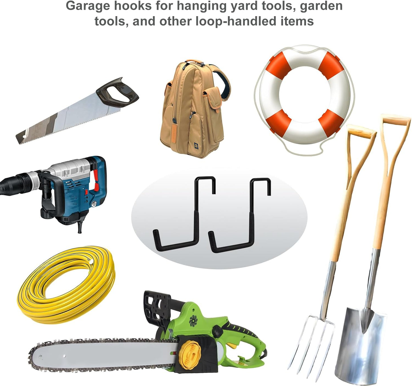 4 Pcs Rafter Hooks, Upgraded Fence Hangers, Heavy Duty Bike Hanger for Garage, Ladder Hook, Black Large S Hooks for Hanging Hose, Plants, Chairs, Bikes, Ladders, Cords and More