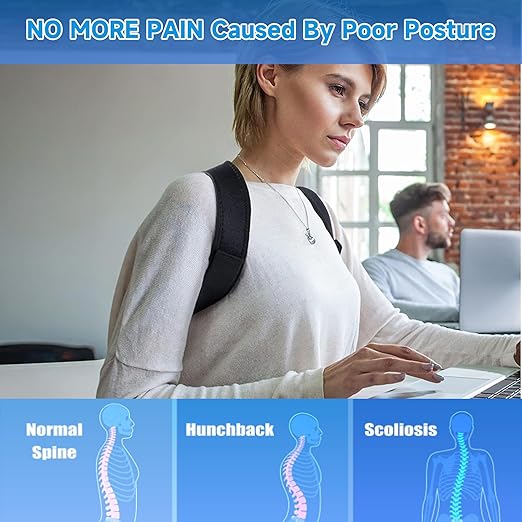 Back Straightener Posture Corrector for Women and Men, Adjustable Back Posture Corrector for Back Support, Upper Back Brace Shoulder Straightener for Women, Black M