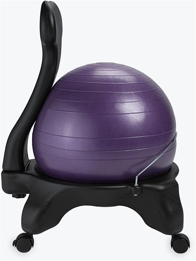 Gaiam Classic Balance Ball Chair – Ergonomic Stability Chair for Desk & Office | Yoga Ball Seat with Base, Air Pump, & Exercise Guide | Improves Posture & Core Strength (300 lb Capacity)