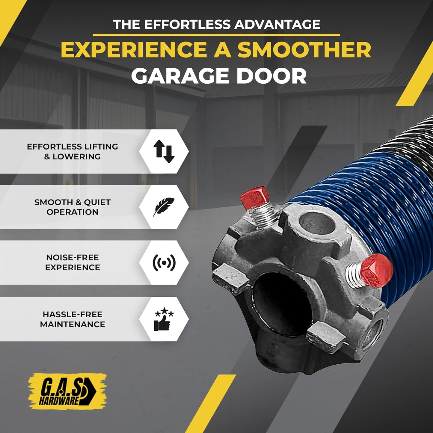 Garage Door Torsion Spring 262x1.75x36 Includes 1” Steel Bearing, Gloves, Manual, and Winding Bars for Right Side of Garage Door Precision E-Coating 5-Year Warranty Min. 30,000 Cycles (Black Cone)