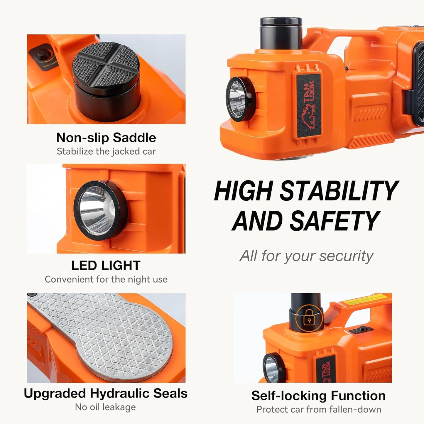 Electric Car Jack Kit with Hydraulic Lift 5-Ton, Tire Inflator & Impact Wrench Heavy-Duty 12V Floor Jack for Sedans,SUVs,MPVs & Trucks.Ideal for Tire Changes & Garage Repairs (with Electric Wrench)