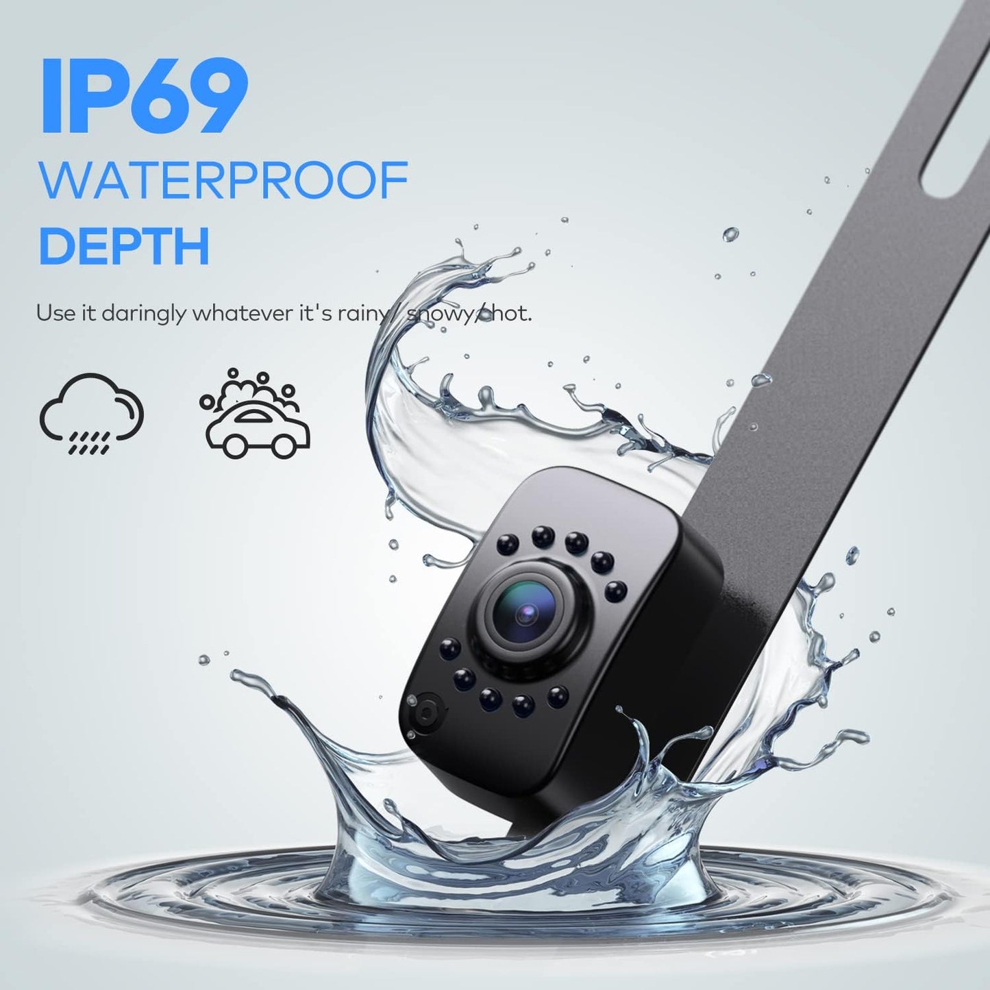 eRapta ERT01 HD Backup Camera Rear View License Plate Reverse Camera Universal for Pickup Truck Car SUV 149 Degree Perfect Angle Night Vision IP69K Level Waterproof