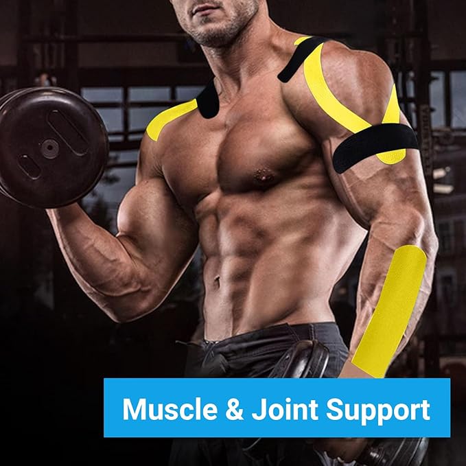 Waterproof Breathable Kinesiology Tape,16ft Uncut Strips (3 Rolls),Kinetic Tape, Sports Tape for Knee Pain&Elbow,Elastic Athletic Tape for Sports & Weightlifting,Muscle Strain Relief-Black+Beige+Pink