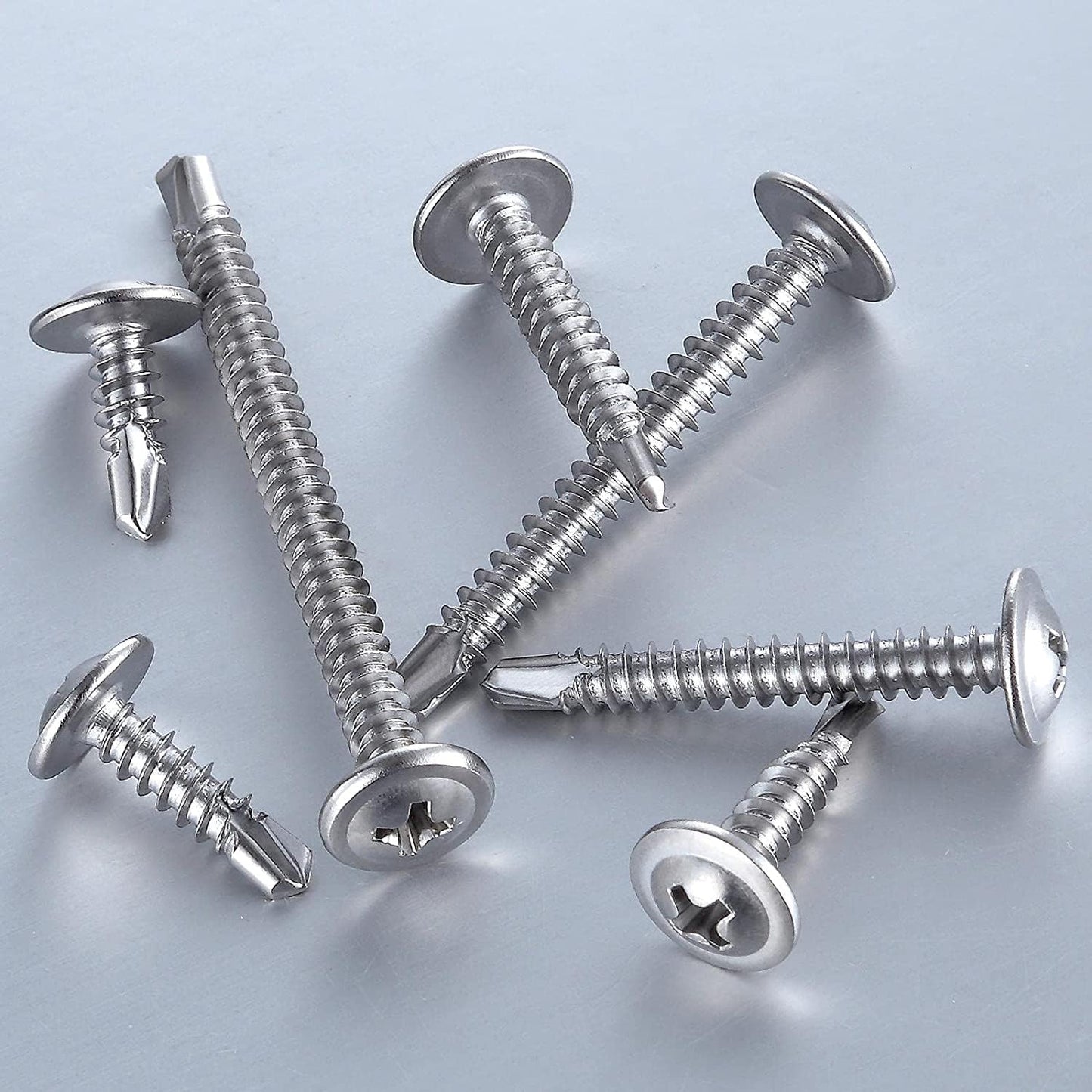 (300 pcs) Wensilon #10×5/8”for Sheet Metal Self-Tapping Screws 410 Stainless Steel Truss Head High-Strength Quick Tapping Screws