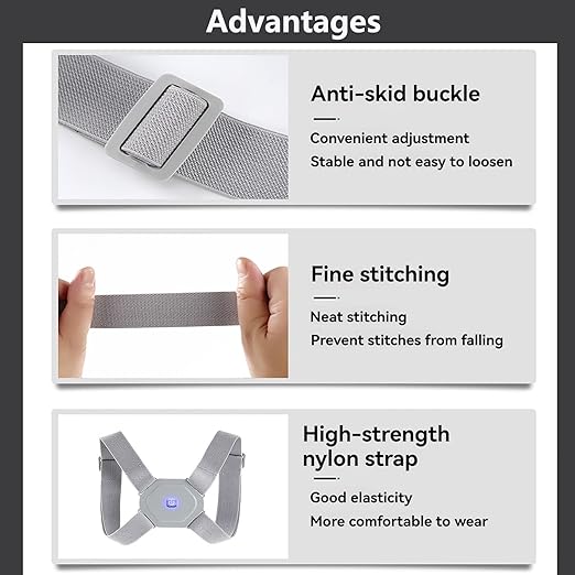 Smart Posture Corrector - Adjustable Upper Back Brace with Vibration Intelligent Posture Reminder, Posture Trainer for Kids, Help to Keep Right Posture (P2000)