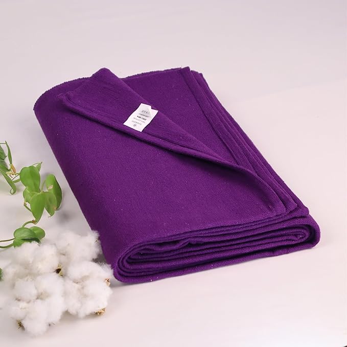 Yogikuti Iyengar Cotton Yoga Blanket Set of One – Thick Handwoven Yoga Blankets for Restorative Yoga, Meditation & Pranayama – Premium Cotton Yoga Blanket for Support & Comfort in Pranayama (Purple)