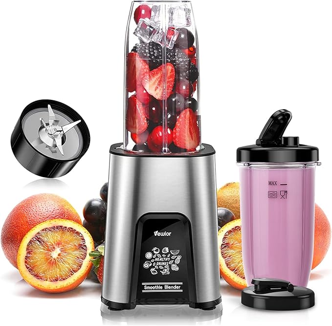 VEWIOR Smoothie Blender, 900W Personal Blender for Shakes and Smoothies, Blenders for Kitchen, Smoothie Juice Mixer with 2 * 22Oz BPA-Free To-Go Cups