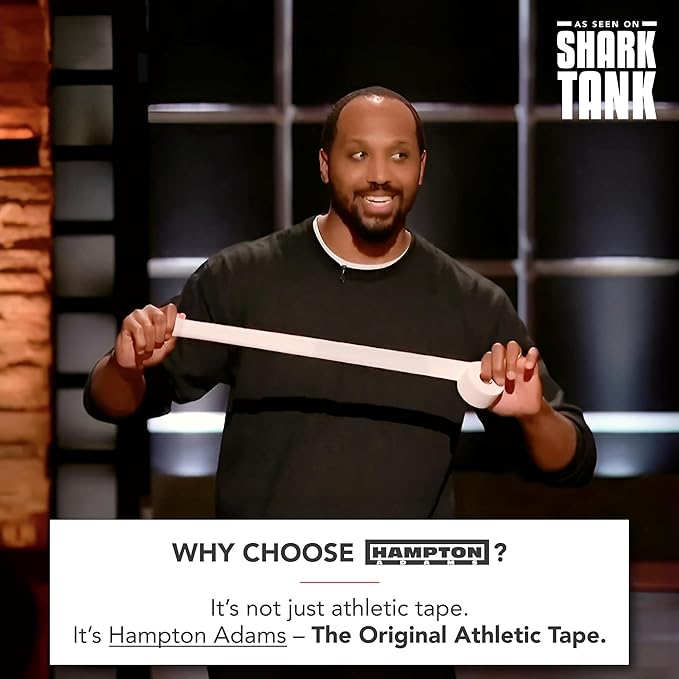 Hampton Adams | As Seen on Shark Tank | Original Athletic Sports Tape (3-Pack) | 45ft Rolls | Very Strong Easy Tear NO Sticky Residue | Best Tape for Athlete & Trainers | Fingers Ankles Wrist