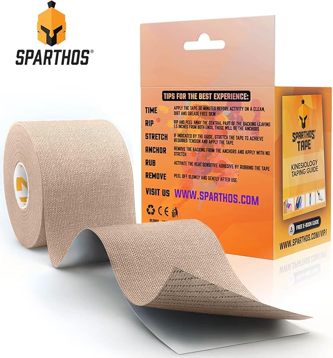 Sparthos Kinesiology Tape - Incredible Support for Pro Athletic Sports and Recovery - Body Breast Waterproof Rock Bra Boob Boobytape Bob Gold Tape Lift - Uncut (Pastel Beige)
