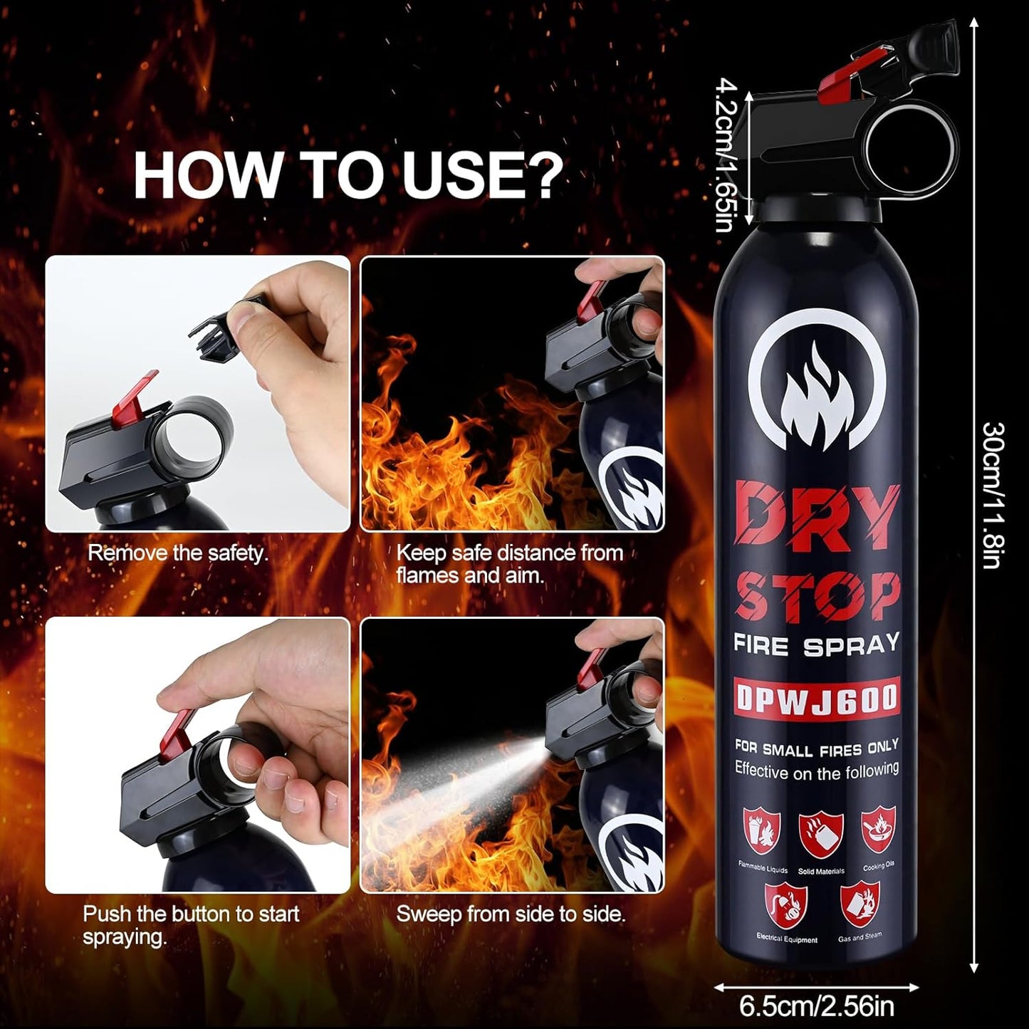 2Pack Dry Stop Fire Spray for Home - Auto Fire Extinguisher for Truck Vehicle, 600g Dry Chemical Powder A B C Fire Extinguisher for Kitchen, Car, Boat, Marine, Portable Use (2 Blue)