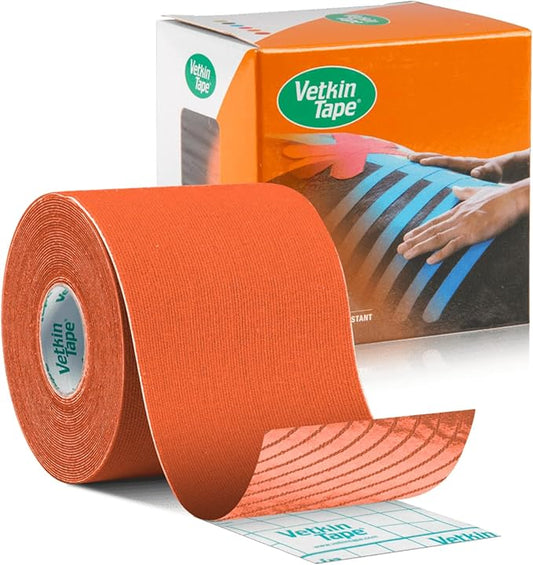 VETKIN VetkinTape Canine & Equine Kinesiology Tape | Veterinary Medical Tape | Vet Wrap for Joint Support & Pet Care | Self Adhesive Bandage Wrap | Orange | 2.4in | (Pack of 1)