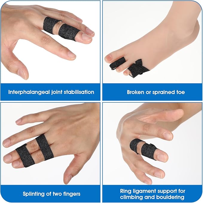 Finger Tape, 0.5 Inch x 10 Yard Black Athletic Tape Extra Strong Adhesive, 3 Rolls Sport Tape, Medical Tape, Foot Tape for Rock Climbing, Grappling, Basketball, Lifters and BJJ Finger Tape