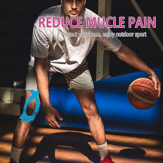 Kinesiology Tape for Knees, 12 Count Pre-Cut Waterproof Knee Tape for Knee Pain Relief Pre Cut, Original Cotton Athletic Tape, Durable Knee Tape for Sports and Long-Lasting Support (Flesh)