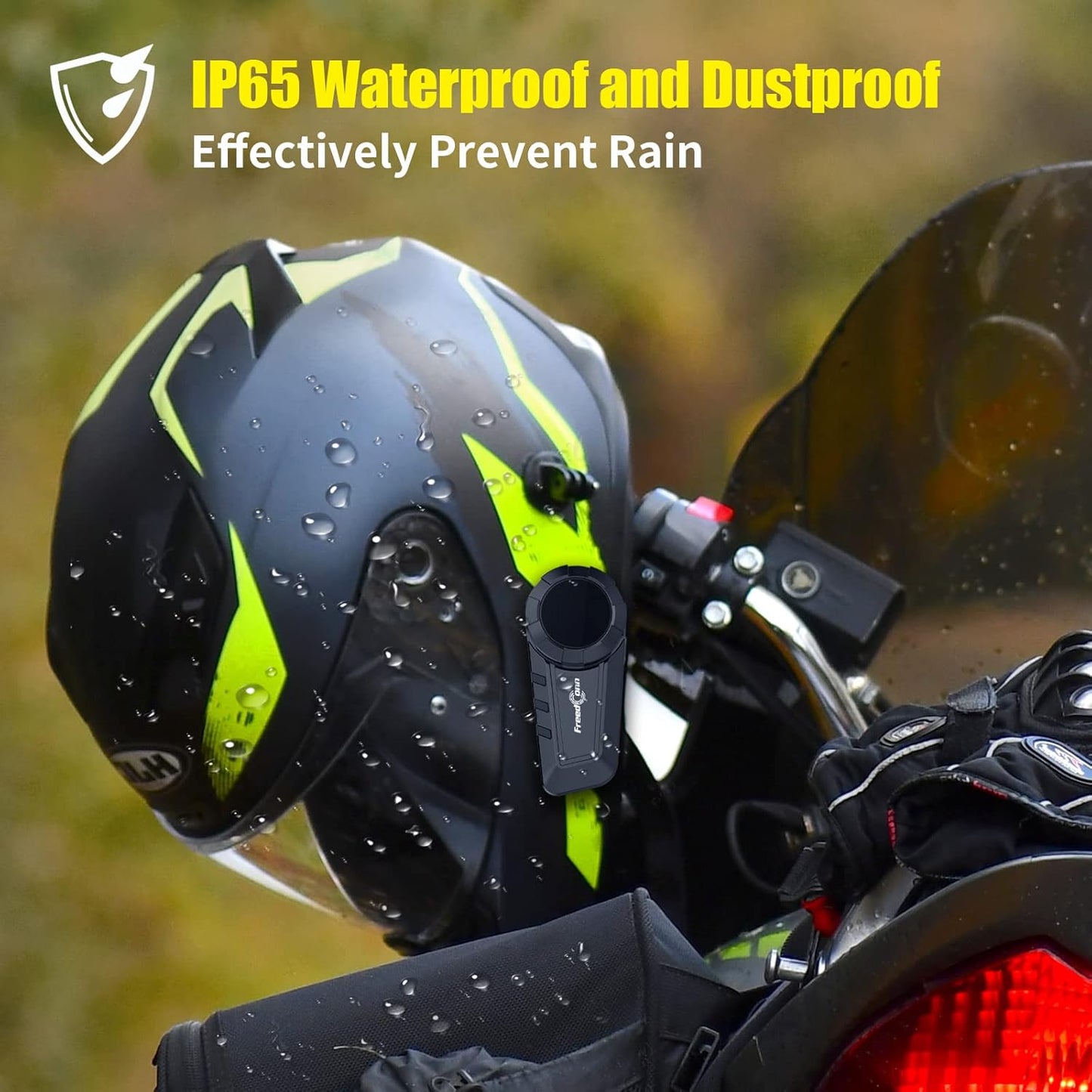 FreedConn KY PRO Motorcycle Helmet Bluetooth Headset, Motorcycle Communication Systems with CVC Noise Cancellation, Stereo Music, 6 Riders 0.75mi/1200m intercom, Dual Device Connection, IP65, 2 Pack