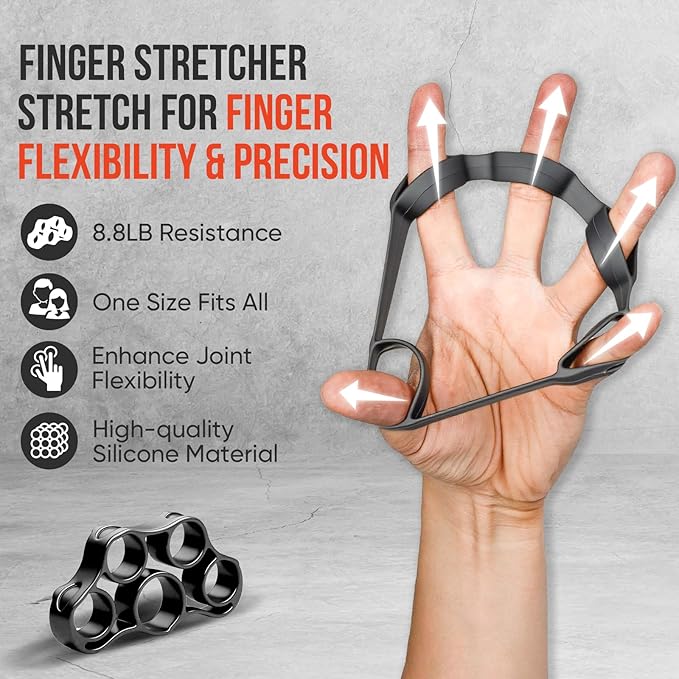 Grip Strength Trainer Kit, Adjustable Forearm Strengthener, Hand Grip Strengthener Balls, Finger Exerciser & Stretcher for Strength Training, Recovery & Flexibility