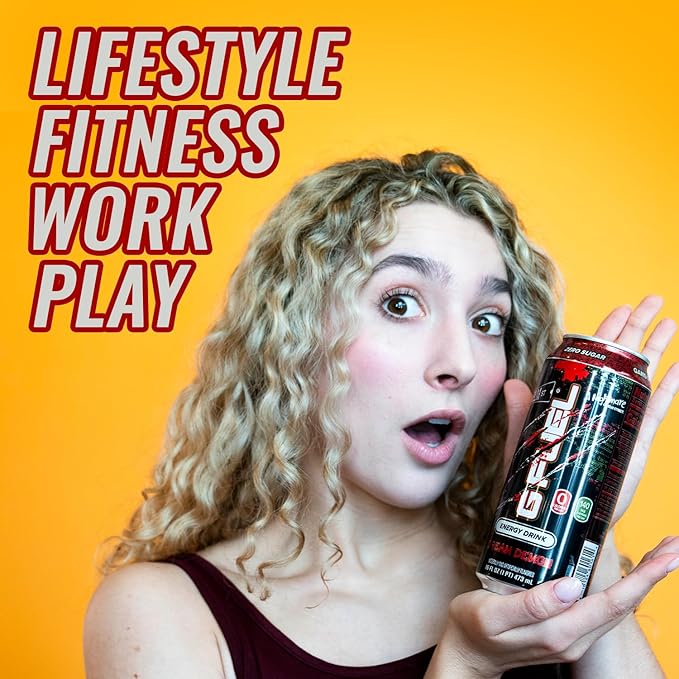G Fuel Energy Drink, Fruit Punch, Sugar Free Beverage with 140mg Caffeine, Daily Energy Boost with Focus Amino, Vitamin + Antioxidants, 16 oz Cans (Nightmare on Elm Street, 12-Pack)