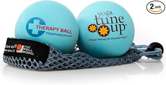 YOGA TUNE UP® Therapy Balls in Tote by Tune Up Fitness - Massage Balls for Trigger Point, Pressure Point & Myofascial Release - Use as Single or Peanut Ball for Pain Relief & Relaxation (Aqua Blue)