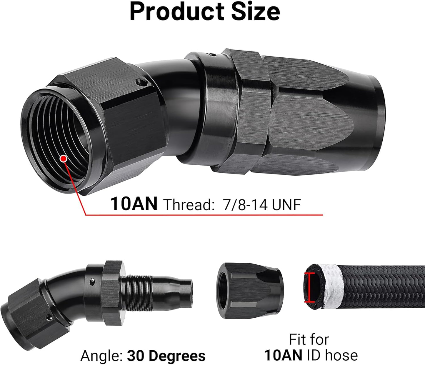 EVIL ENERGY 10AN 30 Degree One Piece Full Flow Hose End Fitting Swivel For CPE Braided Hose