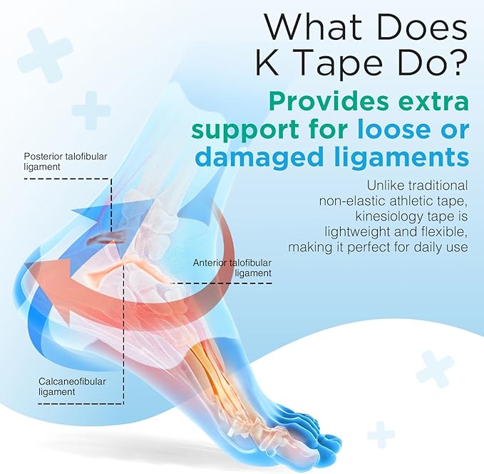 OK TAPE Precut Kinesiology Ankle Tape, 10 Pcs, Pain Relief, Prevent Ankle Sprain, Provide Support for Ankle Ligament, Elastic Athletic Tape, Breathable K Tape for Daily use - Blue