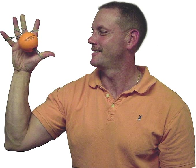 Physical Therapy Hand Exerciser - Forearm Exerciser with Stress Relief Ball - Hand Therapy Balls for Exercise, Training - Finger Exerciser & Strengthener - Firm Tension, Orange