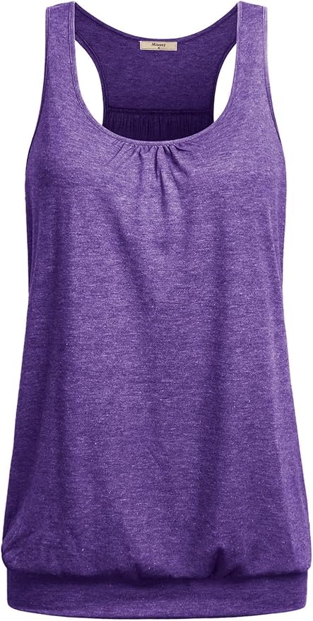 Miusey Womens Sleeveless Round Neck Loose Fit Racerback Yoga Tank Top