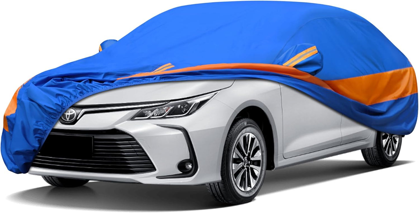 Heavy Duty Outdoor Car Cover Windproof All Weather Waterproof Sun Rain UV Dust Snow Protection Outdoor,Fit FIt Acura,Subaru,Nissan etc.Size A5