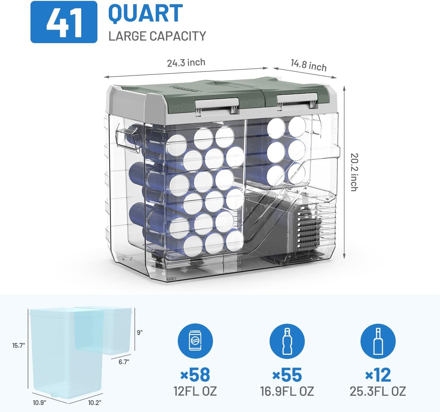 Alpicool 12 Volt Car Refrigerator Portable Refrigerator for Car 12V Refrigerator Dual Zone 41 Quarts Portable Fridge for Car (-4℉~68℉) 12V/24V Electric Car Cooler for Vehicle Camping RV Refrigerator