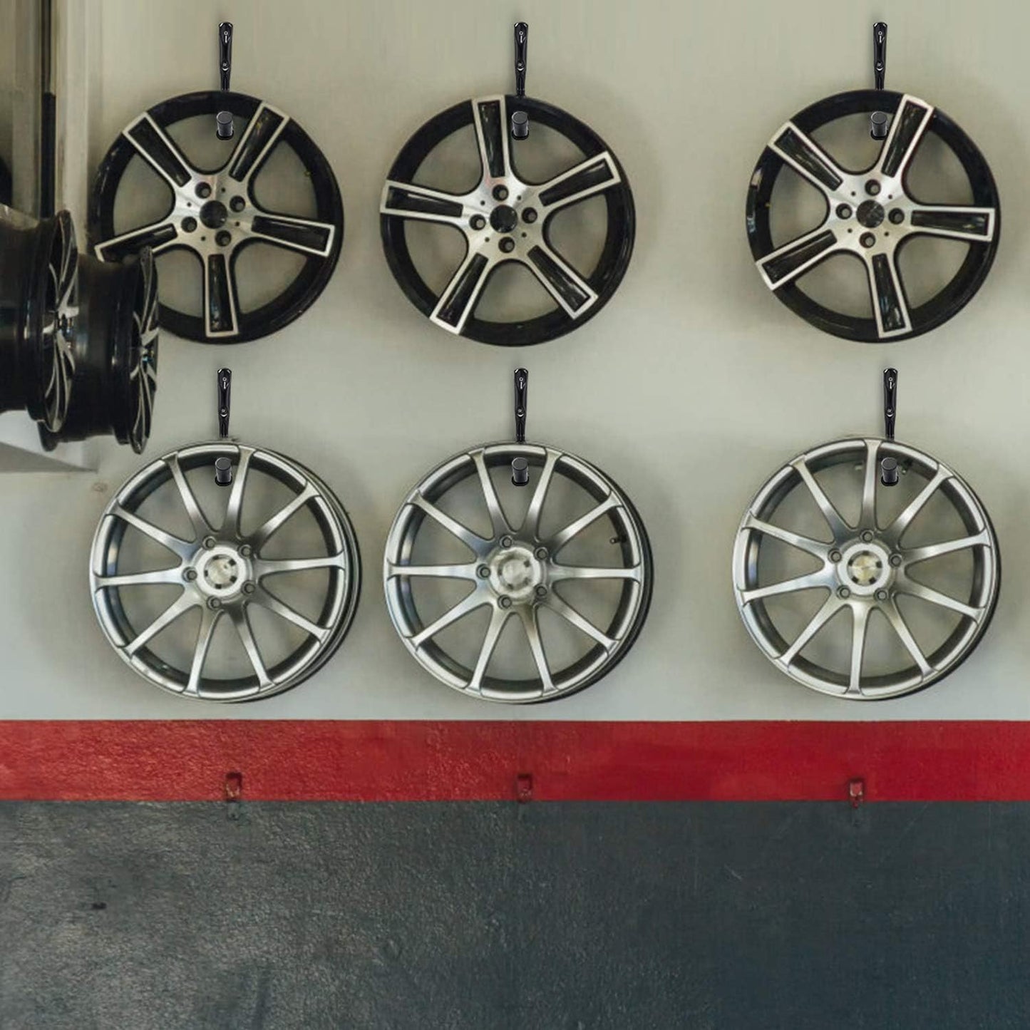 Heavy Duty 13 Inches Jumbo Arm Indoor Outdoor Storage Wall Hooks, Garage and Garden Steel Organizer Rack, 6 Pack Garage Storage Hooks