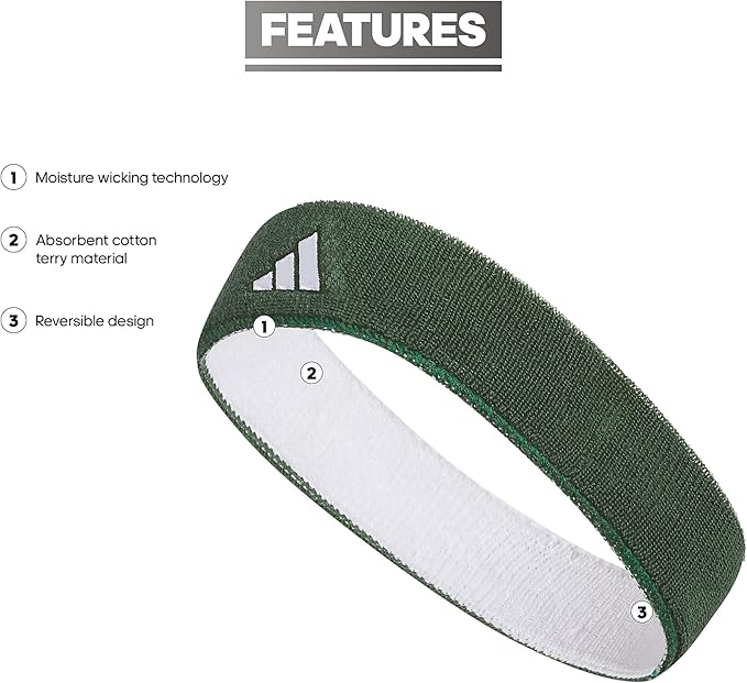 Adidas Unisex-Adult Interval Reversible Elastic Sweat Headband for Men and Women