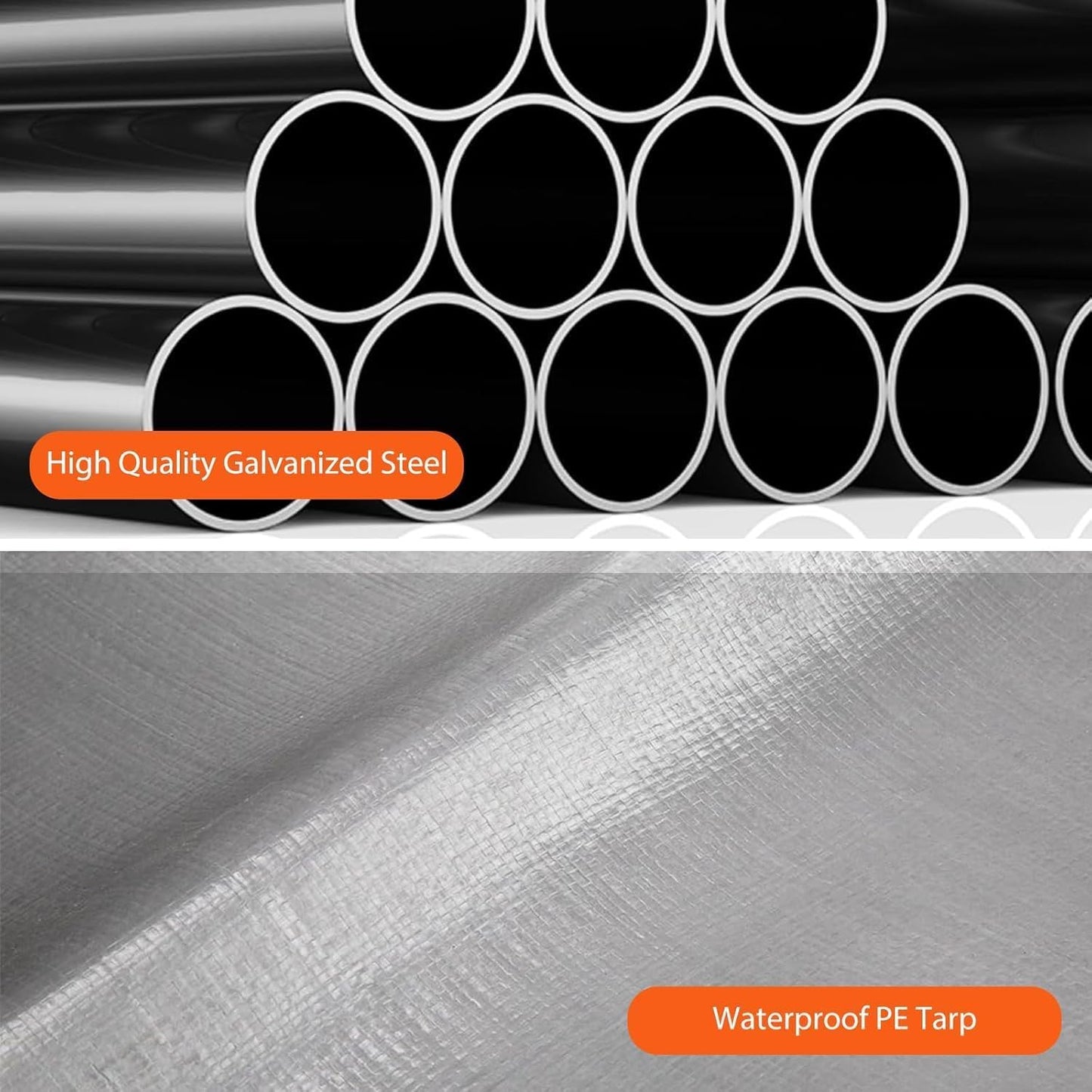 13x20 Ft. Metal Carport Garage with PE Fabric and Galvanized Steel Frame Outdoor Shelter for Cars, Trucks and Boats with 4 Doors and Mesh Windows for Ventilation - Yellow