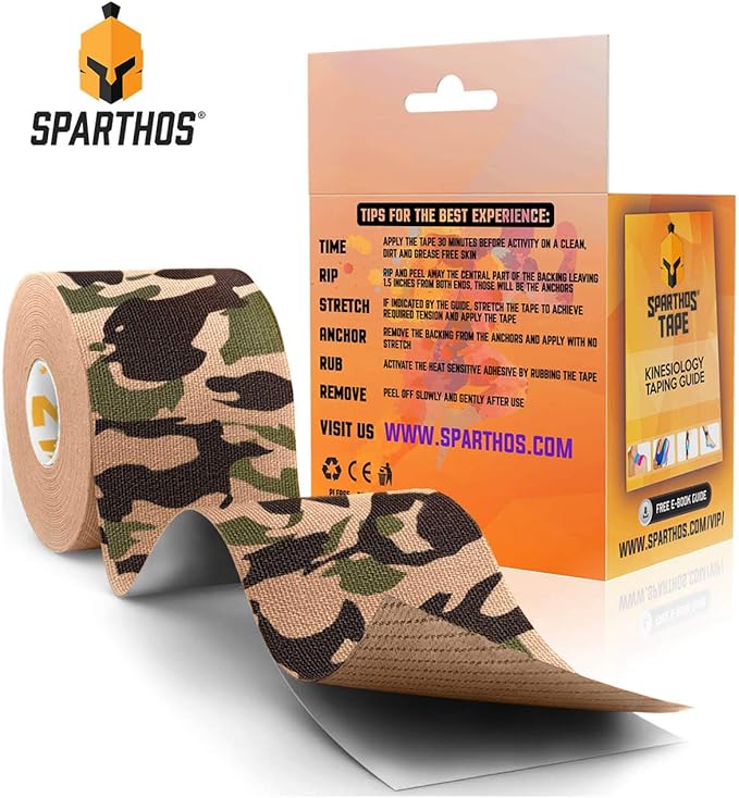 Sparthos Kinesiology Tape - Incredible Support for Athletic Sports and Recovery - Free Kinesiology Taping Guide! - Uncut 2 inch x 16.4 feet Roll